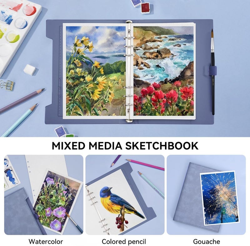 Lightwish Watercolor Sketchbook,100% Cotton Acid Free Watercolor Journal,300gsm/140lb Cold Press Watercolor Paper for Artists,Adults,Students,20 Sheets,9.25 * 6.3 Inches - Image 4